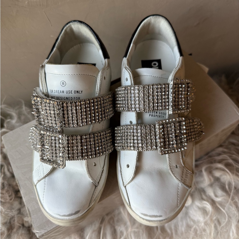 Golden Goose limited edition Old School crystal Velcro straps size 35